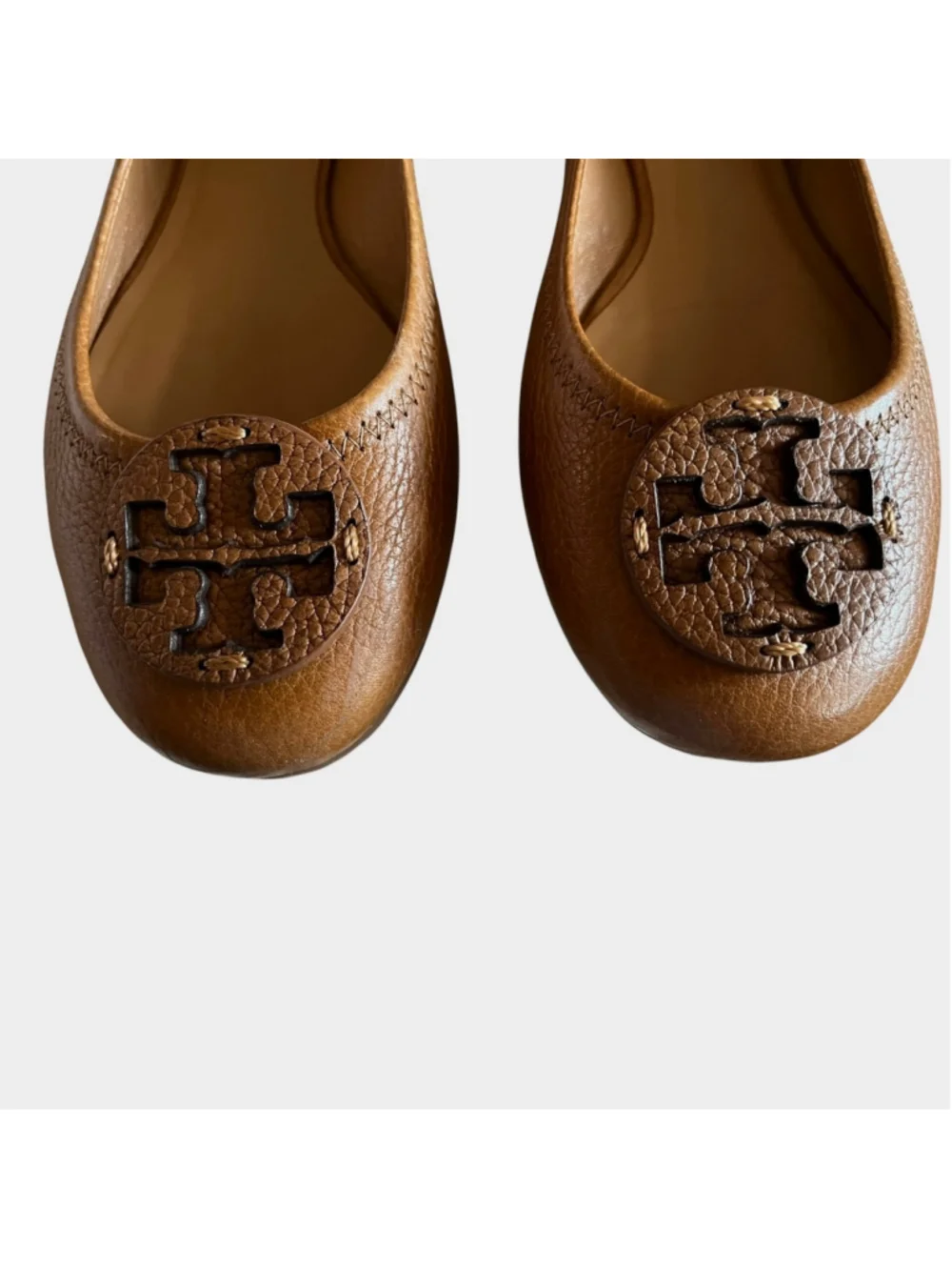 Tory Burch REVA TAN Leather Ballet Flats in Brown 8